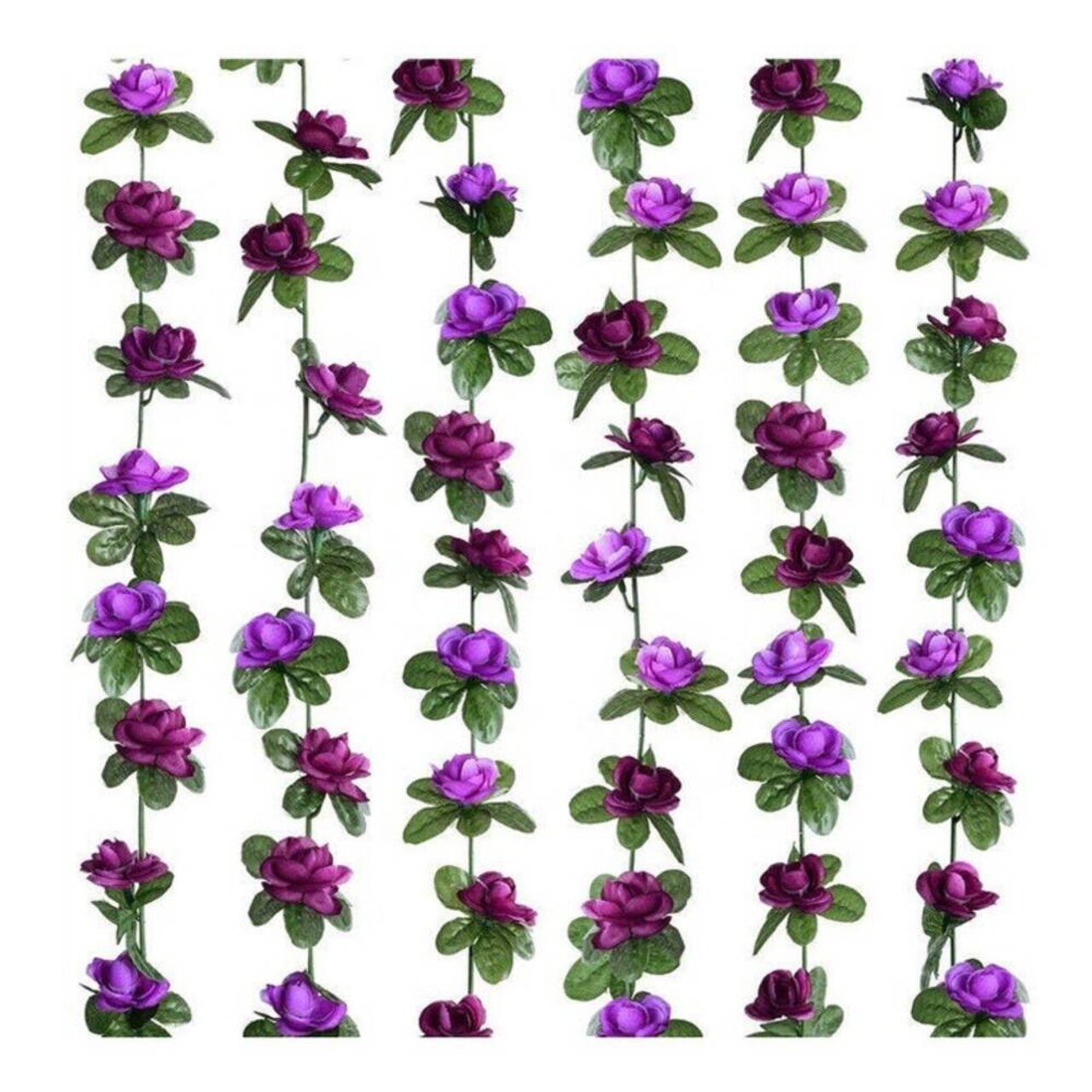 5pack Artificial Rose Rattan Garland Fake Rose Vine Hanging Rose Ivy Purple Flowers Home Hotel Office Wedding Party Garden Craft Art Decoration